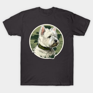 West Highland White Terrier Camouflage Motif T-Shirt